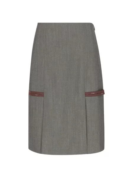 Fustă midi Fendi până la genunchi gri