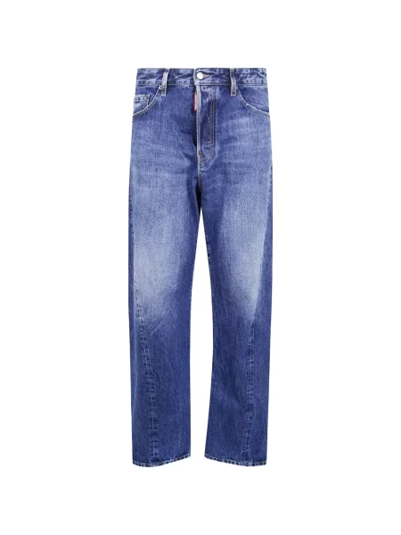 Blugi cu picior larg Dsquared2 în carouri albastru