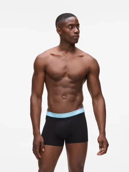 Pánske boxerky KARL LAGERFELD Logo Trunk Colorband 3 páry dark sea/indigo/blue čierna