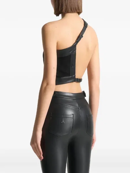 Top Manière De Voir din piele de căprioară asimetric negru