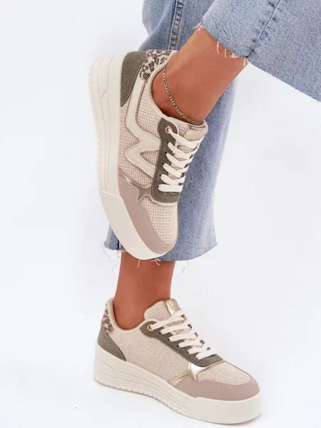 Superge Boto s platformo z leopardjim vzorcem bež