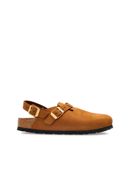Klapki Birkenstock skórzane brązowe
