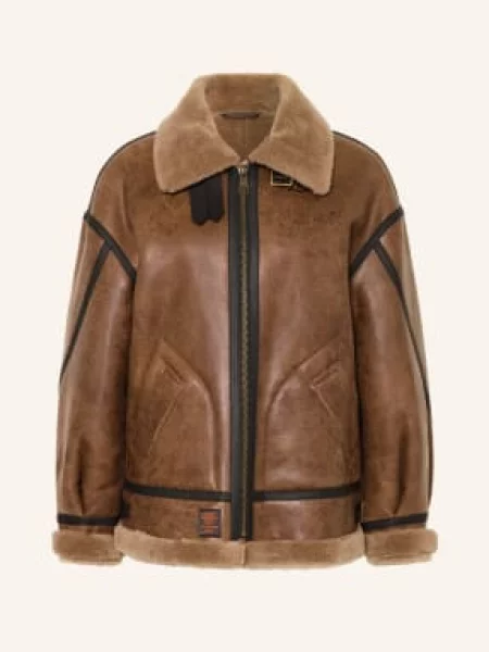 Bombers Original Kožená Bunda hnědá černá