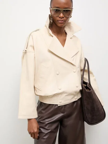 Answear.LAB kurtka skórzana CHARLOTTE z kolekcji Unscripted beżowa