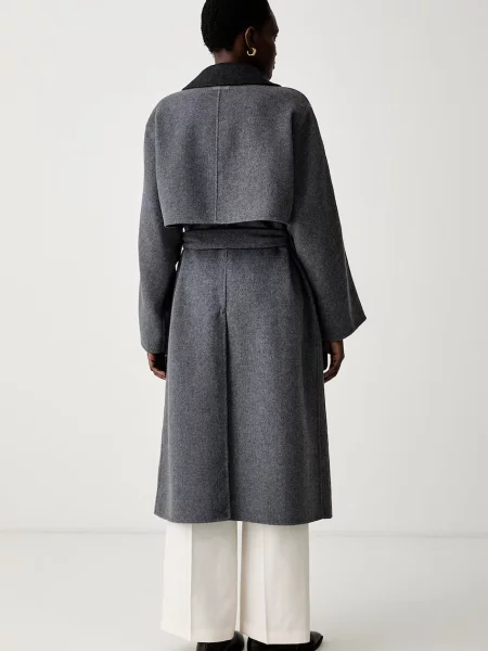 Calvin Klein Gyapjú kabát Long szürke