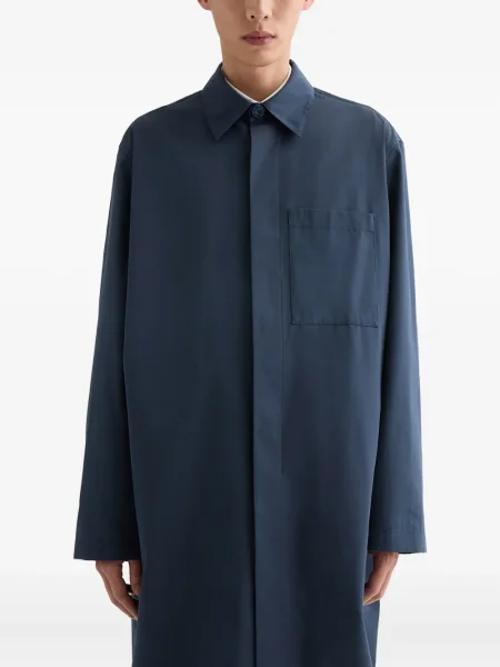 Палто Jil Sander поплин джобове на гърдите синьо