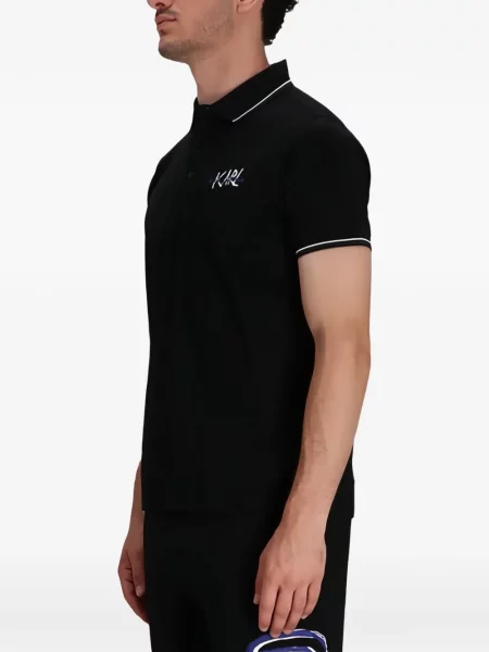 Tricou polo Karl Lagerfeld cu autograf negru