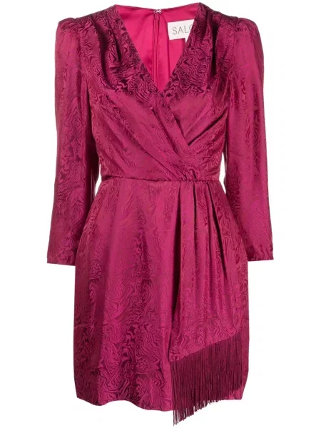 Rochie Saloni de mătase cu imprimeu abstract roz