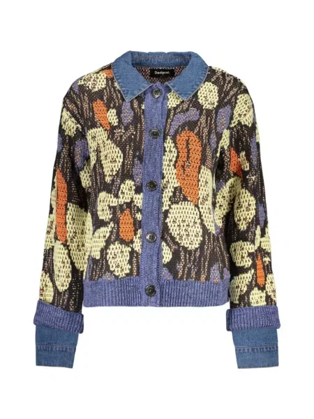 Gulerat pulover Desigual cu model floral albastru