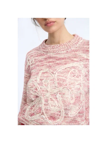 Sweter Munthe wełniany różowy
