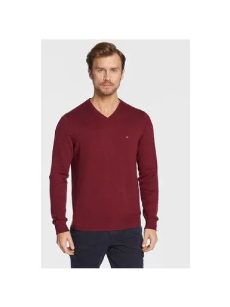 Tommy Hilfiger Pulover Pima Vișiniu