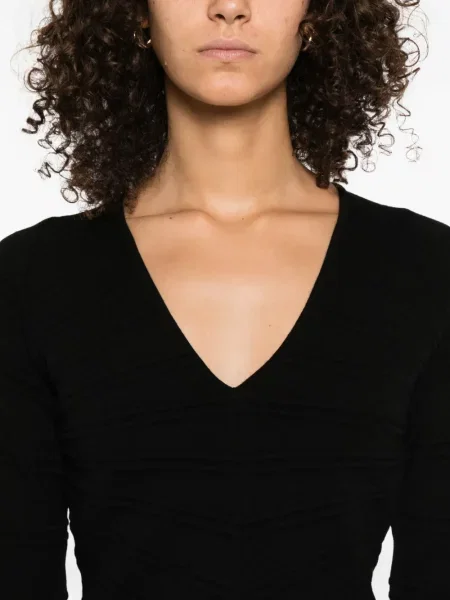 Top Twinset cu decolteu în V negru