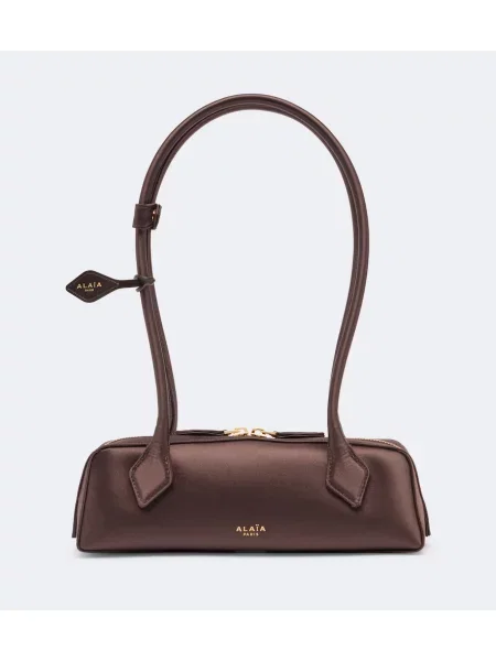 Geantă Alaïa din satin maro