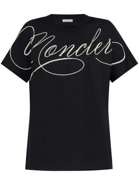 Tricou Moncler cu broderie albastru