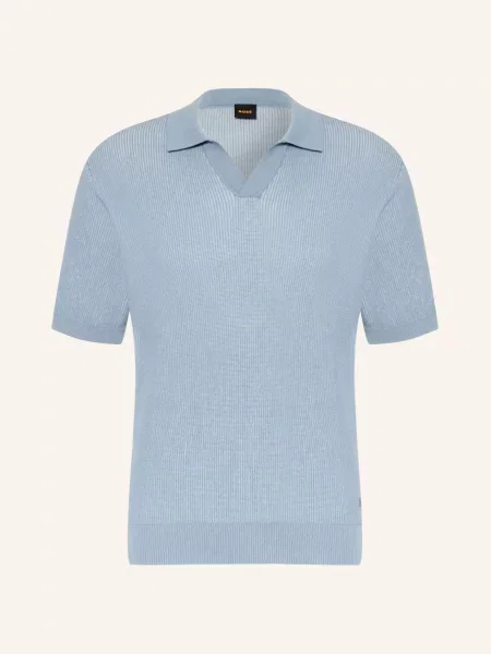 Boss Pletené Polo Tričko Aravolo tmavě modrá