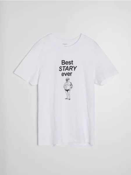 Sinsay koszulka z nadrukiem biały