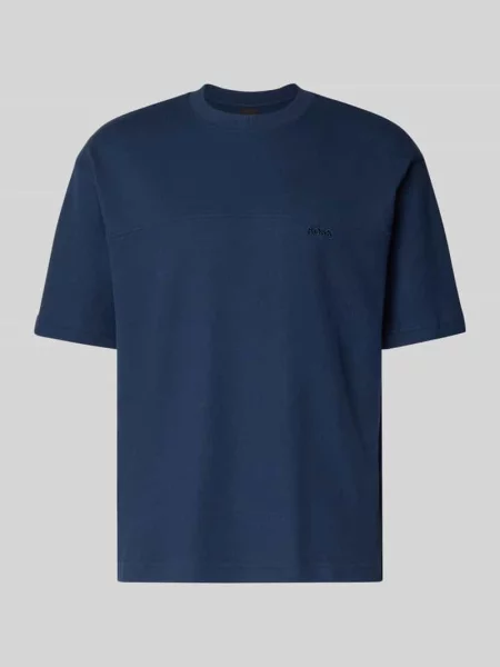 T-shirt o kroju regular fit z mieszanki bawełny model ‘TE_HIVE’ Boss Orange granatowa
