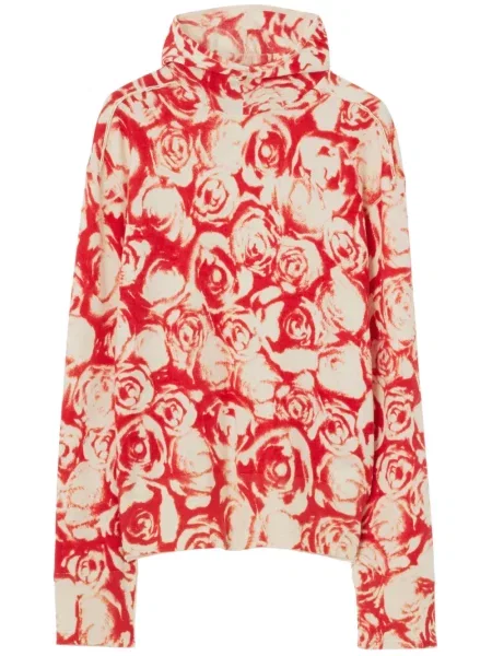 Bluza z kapturem Burberry wełniana czerwona