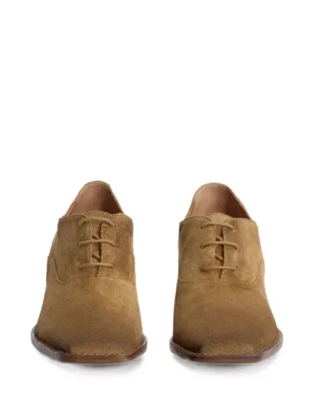 Pantofi Jil Sander cu șireturi din piele de căprioară maro