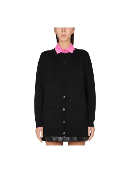 Kardigan Moschino wełniany z logo czarny