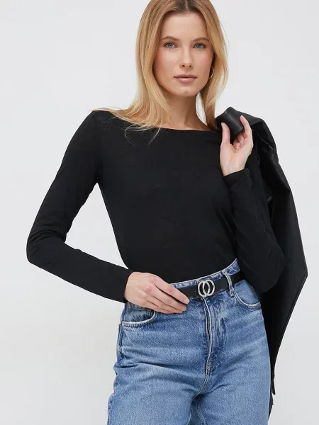 Tričko s dlouhým rukávem Sisley černá