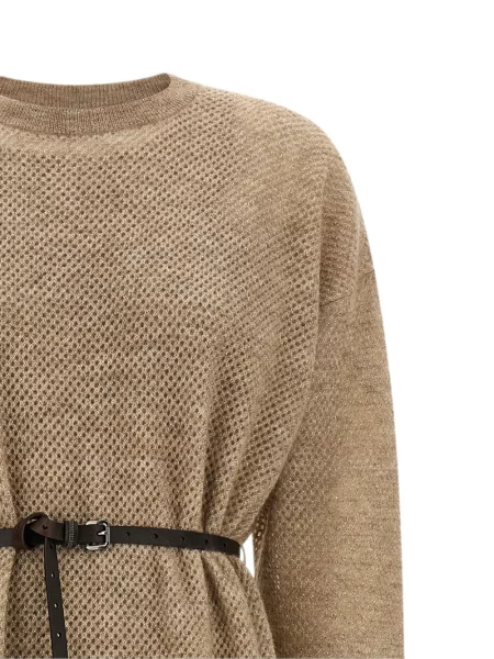 Cu centură rochie midi Brunello Cucinelli tricotate