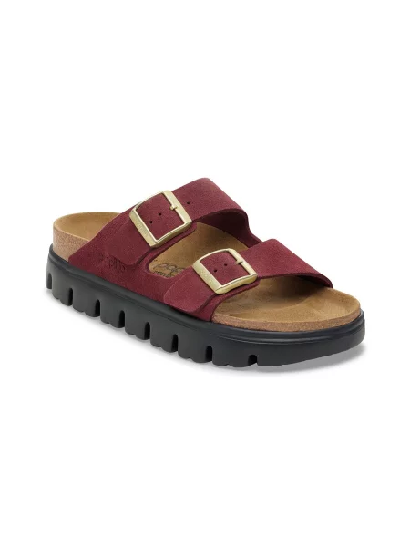 Birkenstock Arizona Platform Suede Leather Narrow Fit Kobiety Sandały Birkenstock Burgundowy Size: czarne