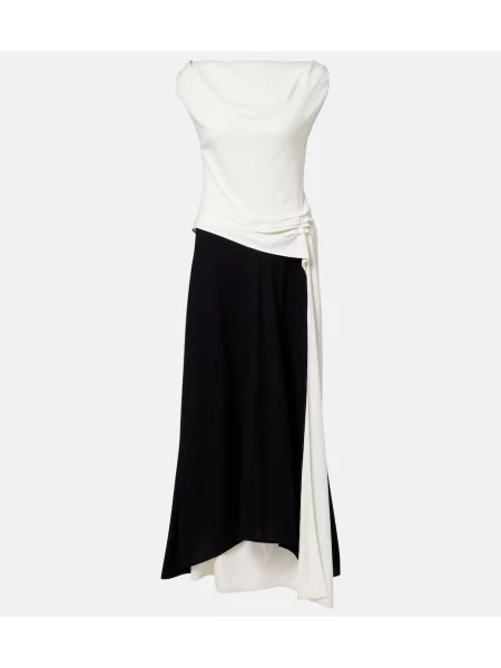 Rochie maxi Proenza Schouler din satin drapată de costum alb