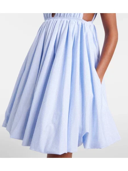 Rochie Alaïa cu dungi din poplin albastru