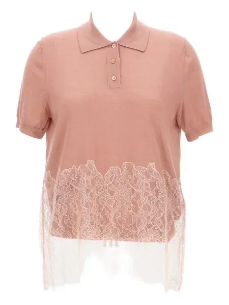 Top Fendi din dantelă roz