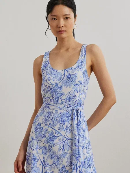 Платье миди Lauren Ralph Lauren клеш белое