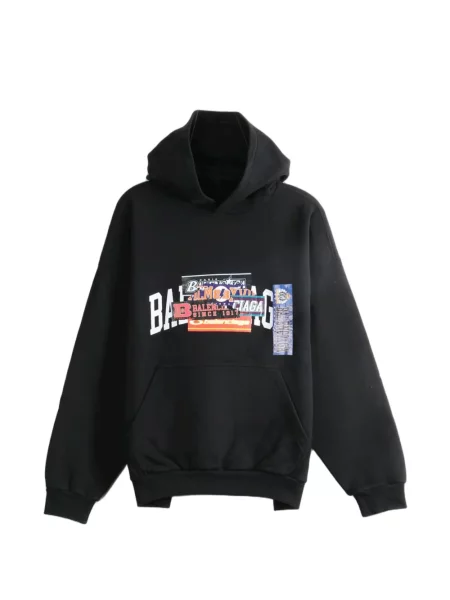 Hanorac cu glugă Balenciaga cu imagine negru