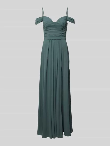 Długa sukienka w jednolitym kolorze z marszczeniami Mascara