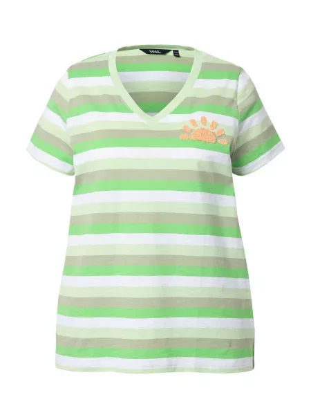 Ulla Popken Tricou verde / verde iarbă / portocaliu pastel alb