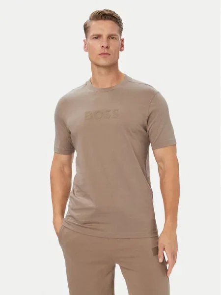 BOSS T-Shirt Logo ciemny beżowy