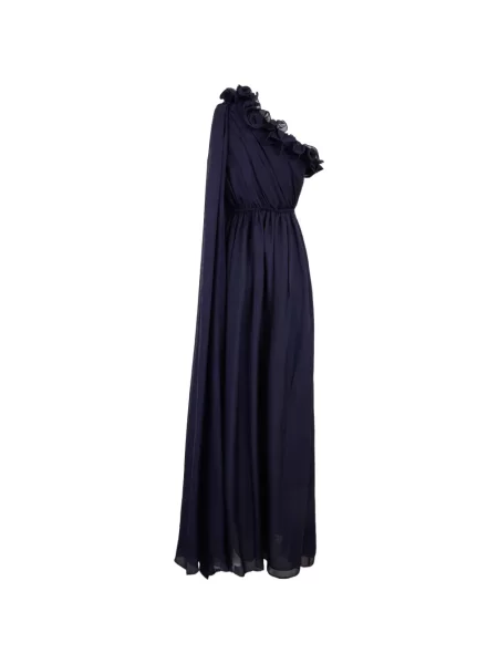 Rochie maxi Leo Lin cu un umăr gol de costum albastru