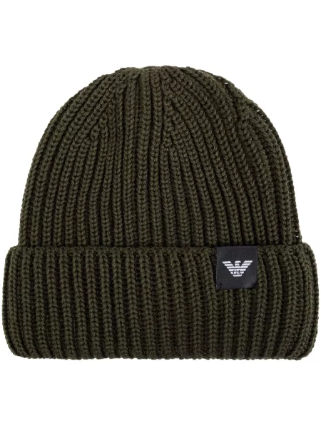Căciulă Emporio Armani tricotate cu autograf verde