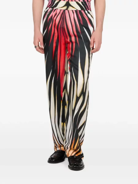 Pantaloni Roberto Cavalli din satin cu imagine negru