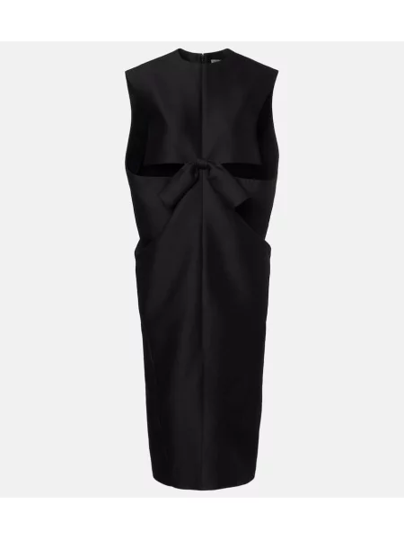 Satynowa sukienka midi Balenciaga do kolan garniturowa czarna