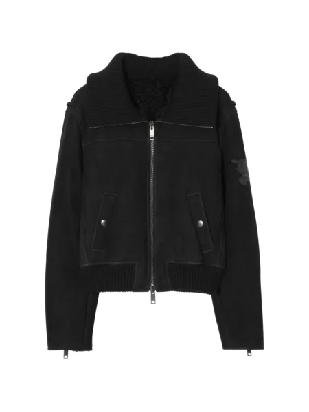 Geacă Burberry din piele de căprioară negru