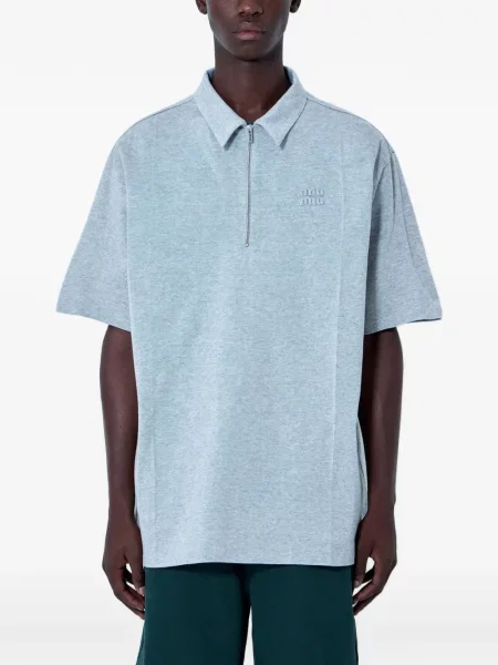 Scurt tricou polo Miu Miu gri