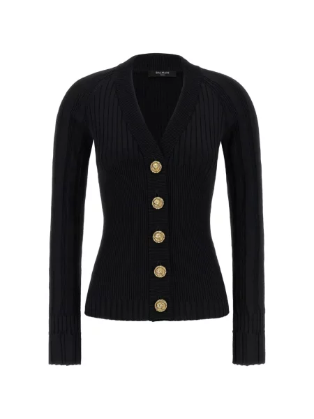 Cardigan Balmain cu decolteu în V negru