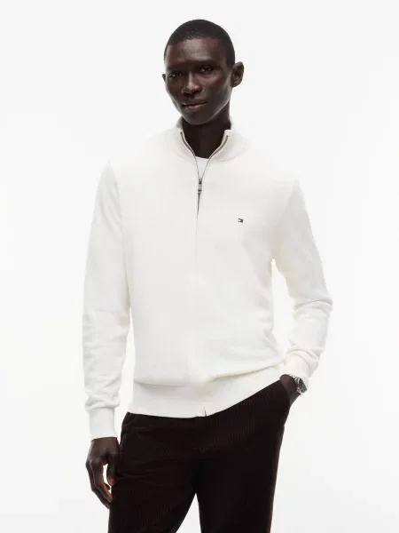 Tommy Hilfiger Pulover cu adaos de cașmir alb