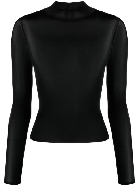 Top Courreges cu broderie transparente negru