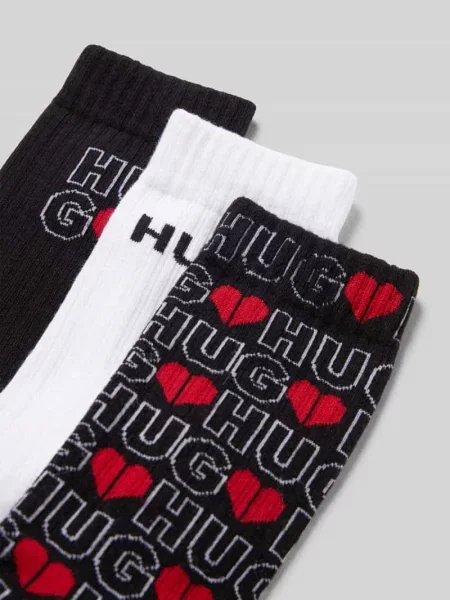 Skarpety z mieszanki bawełny w zestawie 3 szt. model ‘VALENTINE’ Hugo czerwone