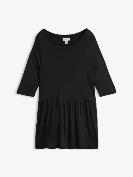 Długi T-shirt z z falbaną czarna