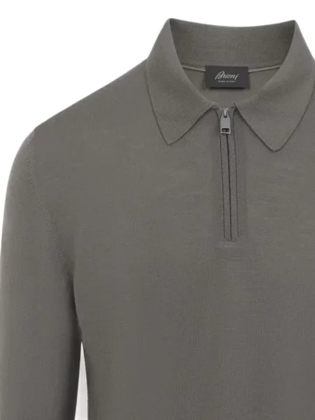 Tricou polo Brioni de lână gri