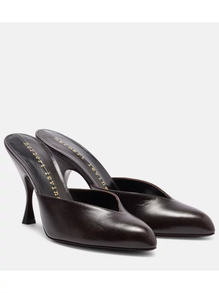 Papuci tip mules Herbert Levine din piele maro