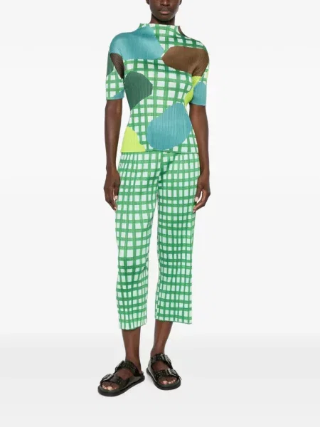 Περικομμένο παντελόνι Pleats Please Issey Miyake πράσινο
