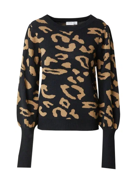 VILA Pulover VIZEBRA maro deschis negru
